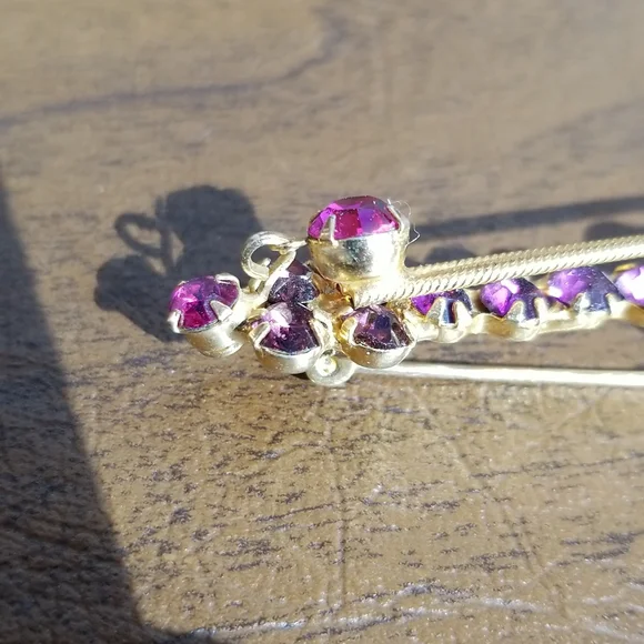 Vintage Rare Fantastic Juliana D&E Pink, Purple, AB Rhinestone Banjo Pin Brooch - Picture 7 of 14